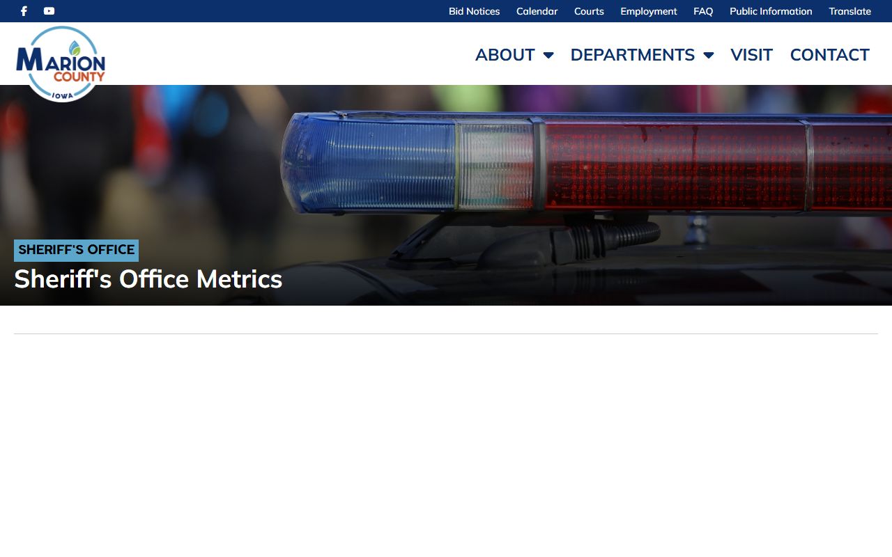 Marion County Sheriff's Office Metrics page with jail information dashboard access